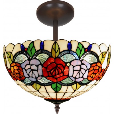Lámpara de techo Forma Esférica 45×30 cm. Diseño floral Comedor, dormitorio y vestíbulo. Estilo diseño. Aluminio y Cristal. Color rojo
