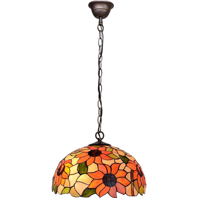 189,95 € Free Shipping | Hanging lamp Spherical Shape 130×40 cm. Holding chain. Floral design Living room, bedroom and lobby. Design Style. Crystal. Orange Color