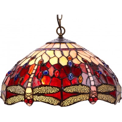 Lampada a sospensione Forma Conica 130×40 cm. Disegno della libellula Soggiorno, camera da letto e atrio. Stile design. Cristallo. Colore rosso