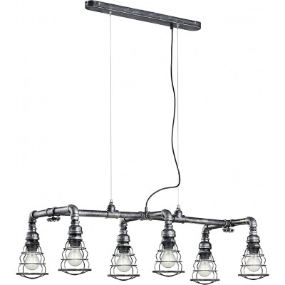 197,95 € Free Shipping | Hanging lamp Trio 360W 2700K Very warm light. 150×103 cm. 6 light points Living room, bedroom and lobby. Metal casting. Silver Color