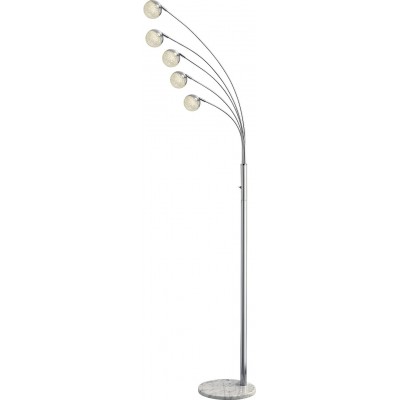 Floor lamp Trio 3W 3000K Warm light. Spherical Shape 201×70 cm. 5 spotlights Living room, dining room and bedroom. Modern Style. Acrylic and Metal casting. Plated chrome Color