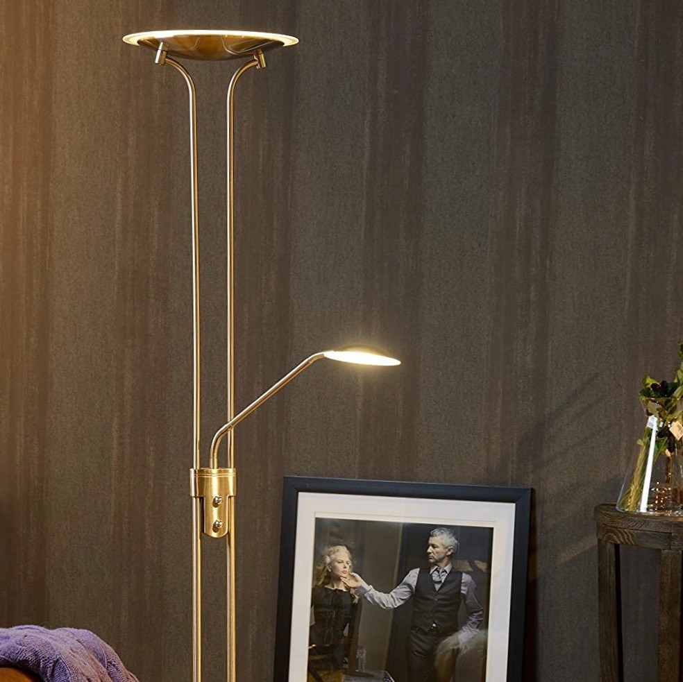 152,95 € Envio grátis | Luminária de piso 20W 3000K Luz quente. Ø 25 cm. Arandela adicional para leitura Metais. Cor cromado