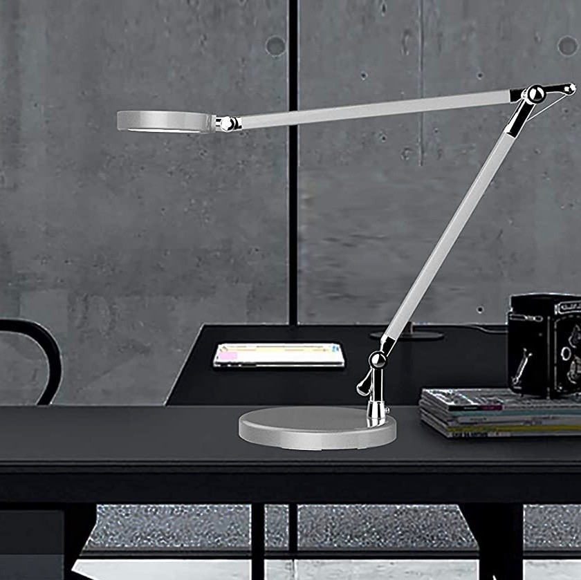 203,95 € Envio grátis | Lampada de escritorio 5W 5000K Luz neutra. 53×21 cm. LED regulável e articulável Aço, alumínio e pmma. Cor prata