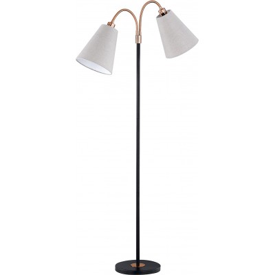 Lámpara de pie 40W Forma Cónica 170×25 cm. Doble foco Salón, comedor y vestíbulo. Metal y Textil. Color blanco