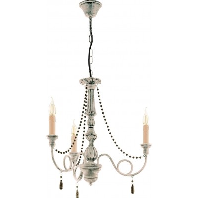 Lustre Eglo 40W 110×58 cm. Triple foyer Acier et bois. Couleur marron