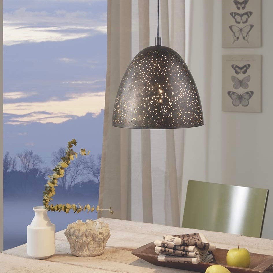 149,95 € Envio grátis | Lâmpada pendurada Eglo 60W 110×28 cm. Aço. Cor castanho