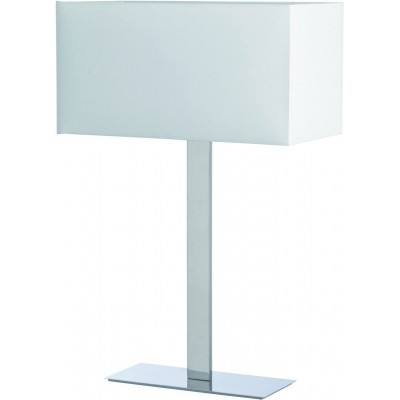 Lampada da tavolo Forma Rettangolare 59×39 cm. Soggiorno, camera da letto e atrio. Acciaio e Tessile. Colore bianca