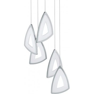 241,95 € Free Shipping | Hanging lamp Eglo 30W 3000K Warm light. Triangular Shape 150×32 cm. 5 light points Living room, bedroom and lobby. Modern Style. Aluminum and PMMA. White Color