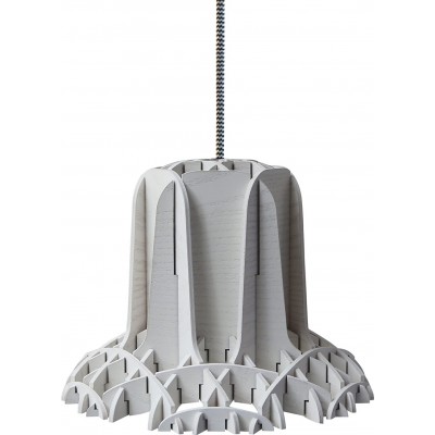 Lámpara colgante 15W Forma Cilíndrica 23×23 cm. Salón, comedor y vestíbulo. Estilo moderno. Madera. Color gris
