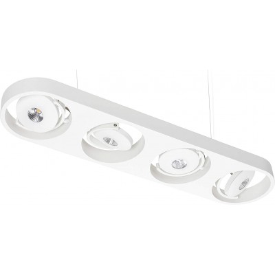 Lâmpada pendurada 10W Forma Alongada 95×35 cm. 4 focos LED ajustáveis Sala de estar, sala de jantar e quarto. Estilo moderno. Alumínio. Cor branco