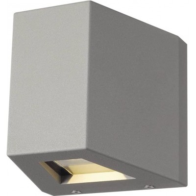 Outdoor wall light 18W 3000K Warm light. Cubic Shape 16×15 cm. LED Terrace, garden and public space. Modern Style. Aluminum and Glass. Gray Color