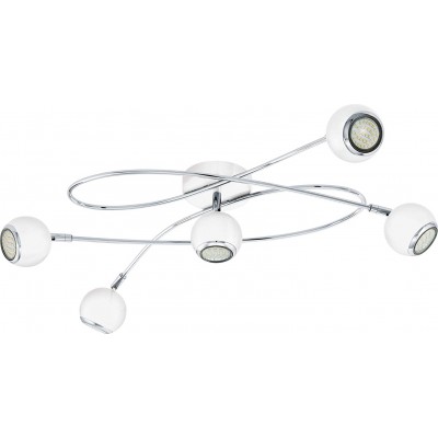 112,95 € Spedizione Gratuita | Lampadario Eglo 3W 3000K Luce calda. 70×66 cm. 5 faretti Metallo. Colore argento