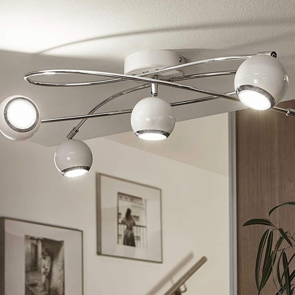 112,95 € Envío gratis | Lámpara de araña Eglo 3W 3000K Luz cálida. 70×66 cm. 5 focos Metal. Color plata