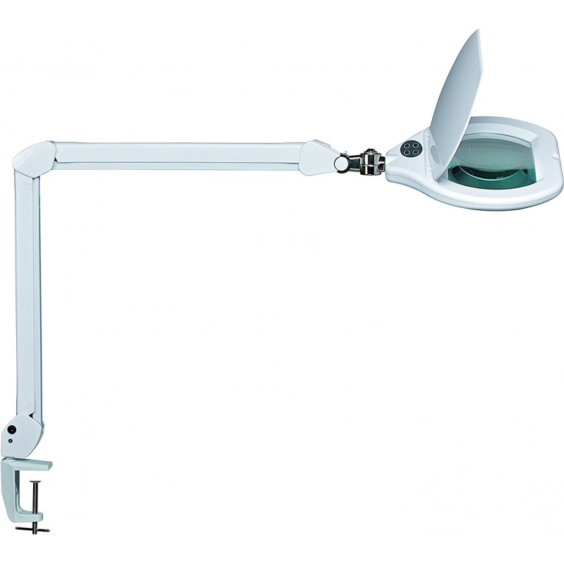 282,95 € Free Shipping | Technical lamp 17W Round Shape 84×51 cm. Articulated magnifying glass with LED lighting. clamp clamp Office and work zone. Industrial Style. PMMA and Metal casting. White Color