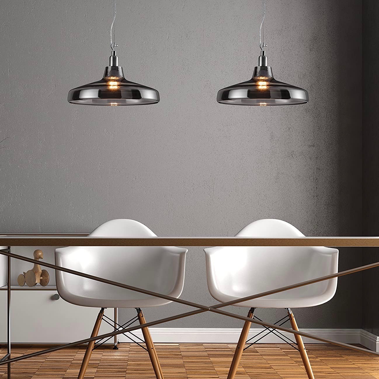 152,95 € Envio grátis | Lâmpada pendurada Trio 60W 130×40 cm. Cristal. Cor preto