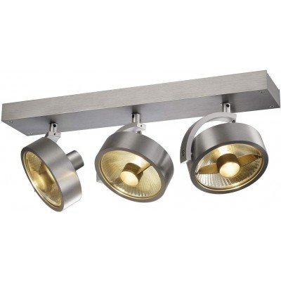 Faretto da interno 75W 46×23 cm. Triplo faretto orientabile Alluminio. Colore alluminio