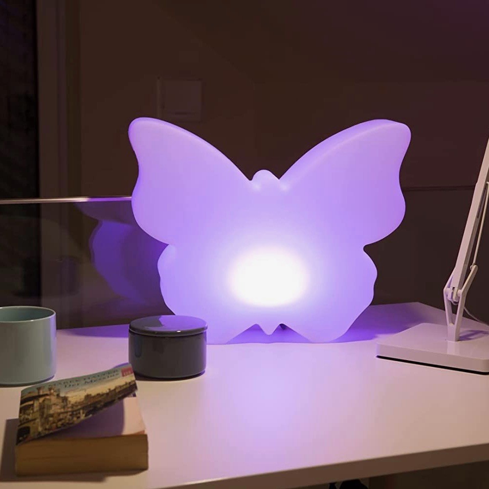 134,95 € Envío gratis | Mobiliario con iluminación 19W LED 32×32 cm. LED RGB Multicolor. Diseño en forma de mariposa Color blanco