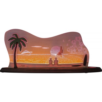 Iluminación decorativa 2W Forma Rectangular 47×20 cm. Diseño de playa Salón, comedor y vestíbulo. Estilo moderno. PMMA y Madera. Color marrón