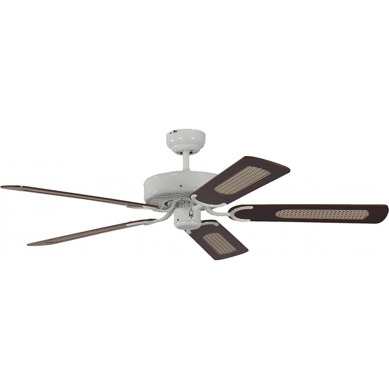 173,95 € Free Shipping | Ceiling fan 60W 132×132 cm. 5 reversible blades-blades Living room, dining room and lobby. Modern Style. Wood and Rattan. Brown Color