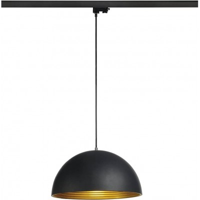 吊灯 40W 球形 形状 47×40 cm. 可调 LED。安装在轨道系统上 客厅, 卧室 和 大堂设施. 钢 和 铝. 黑色的 颜色