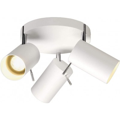 Refletor interno 75W Forma Cilíndrica 21×21 cm. Holofote ajustável triplo Sala de estar, quarto e salão. Alumínio. Cor branco