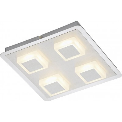 179,95 € Envio grátis | Lâmpada de teto 5W 28×28 cm. 4 focos de LED Pmma, metais e alumínio escovado. Cor cromado