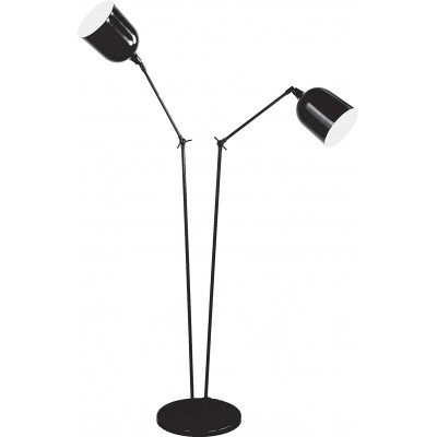 Lámpara de pie 40W Forma Cilíndrica 128×37 cm. Articulable. Doble foco independiente Salón, dormitorio y vestíbulo. Estilo moderno. Metal. Color negro