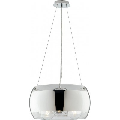 Hanging lamp 60W Cylindrical Shape 120×40 cm. Halogen Dining room, bedroom and lobby. Modern Style. Crystal and Glass. Plated chrome Color