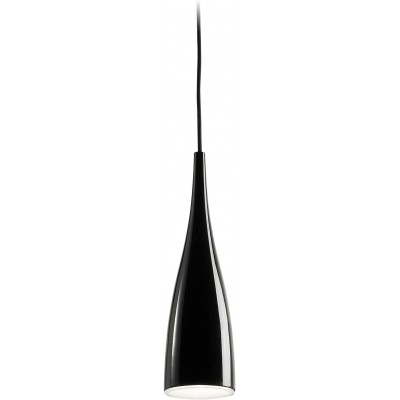 Lámpara colgante 50W Forma Cilíndrica 150×10 cm. Salón, dormitorio y vestíbulo. Metal y Policarbonato. Color negro