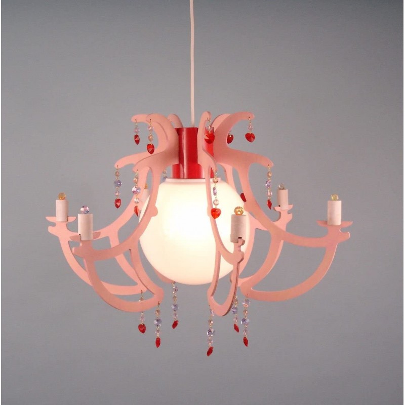 146,95 € Free Shipping | Chandelier 60W 2700K Very warm light. Ø 5 cm. Living room, dining room and bedroom. PMMA. Rose Color