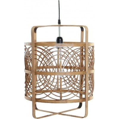 Hanging lamp 72×48 cm. Living room, dining room and bedroom. PMMA, Wood and Rattan. Brown Color