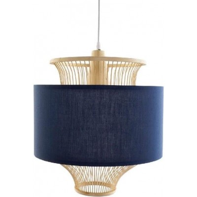 Lámpara colgante Forma Cilíndrica 32×19 cm. Comedor, dormitorio y vestíbulo. Madera. Color azul