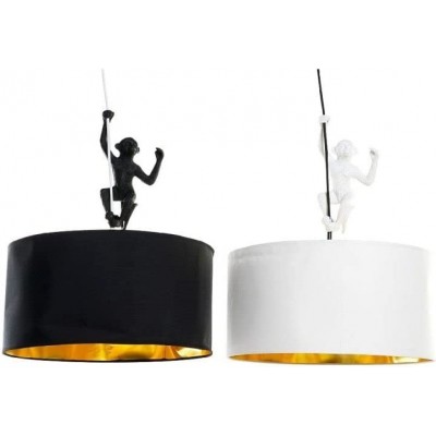 249,95 € Free Shipping | 2 units box Hanging lamp Cylindrical Shape 23×10 cm. Monkey design Living room, dining room and lobby. Resin. White and black Color