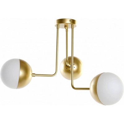 Deckenlampe Sphärisch Gestalten 61×58 cm. Dreifacher Fokus Esszimmer, schlafzimmer und empfangshalle. Kristall, Metall und Glas. Golden Farbe
