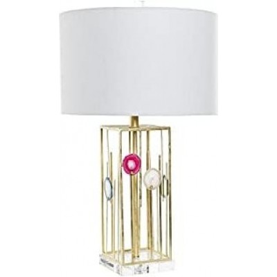 Lámpara de sobremesa Forma Cilíndrica 72×41 cm. Comedor, dormitorio y vestíbulo. PMMA, Metal y Vidrio. Color blanco
