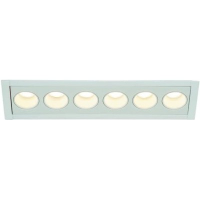 Éclairage encastré Façonner Rectangulaire 23×10 cm. 6 spots LED Salle, salle à manger et hall. Aluminium. Couleur blanc