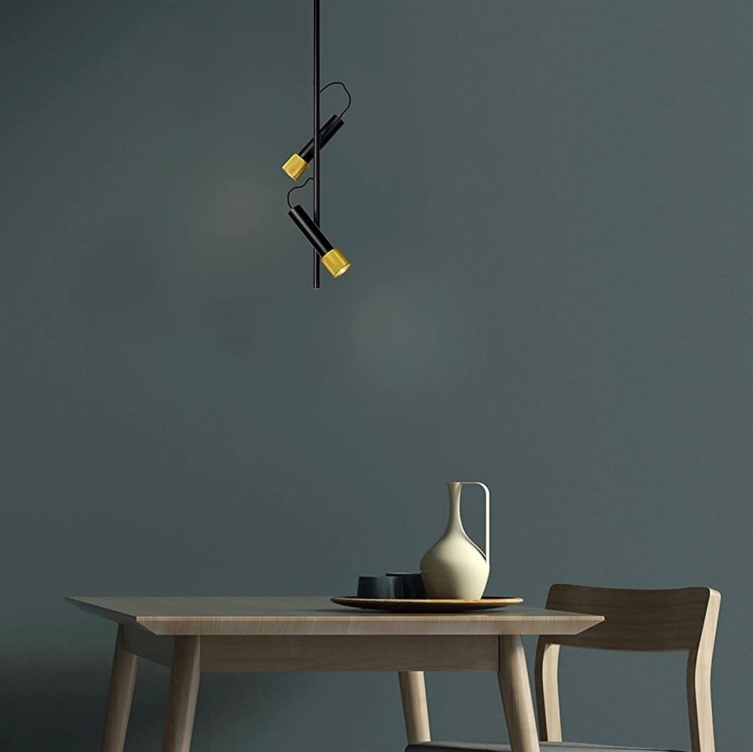 332,95 € Бесплатная доставка | Подвесной светильник 12W 84×19 cm. Двойной регулируемый светодиодный прожектор Металл. Чернить Цвет