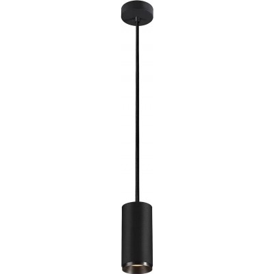 Hanging lamp Cylindrical Shape 9×9 cm. Position adjustable LED Living room, dining room and bedroom. Modern Style. Aluminum and Polycarbonate. Black Color