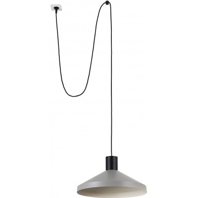 Hanging lamp 15W Conical Shape Ø 40 cm. Living room, dining room and bedroom. Metal casting. Gray Color