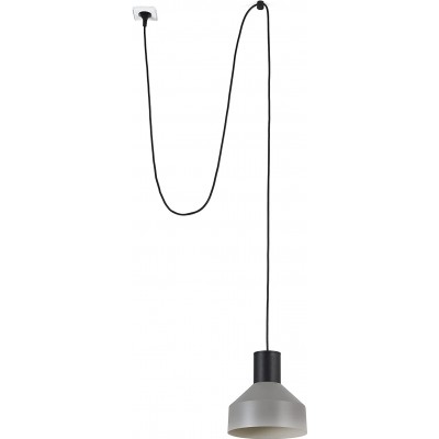 Lámpara colgante 15W Forma Cónica Ø 20 cm. Salón, comedor y dormitorio. Metal. Color gris