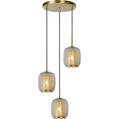 Lampe à suspension Façonner Cylindrique 163×35 cm. 3 points de lumière Salle, chambre et hall. Style rétro. Laiton. Couleur laiton