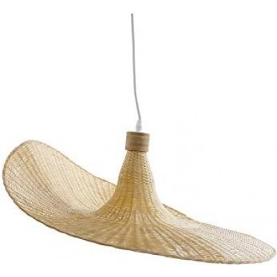 Hanging lamp Conical Shape Ø 58 cm. Living room, dining room and bedroom. Rustic Style. Wood. Sand Color