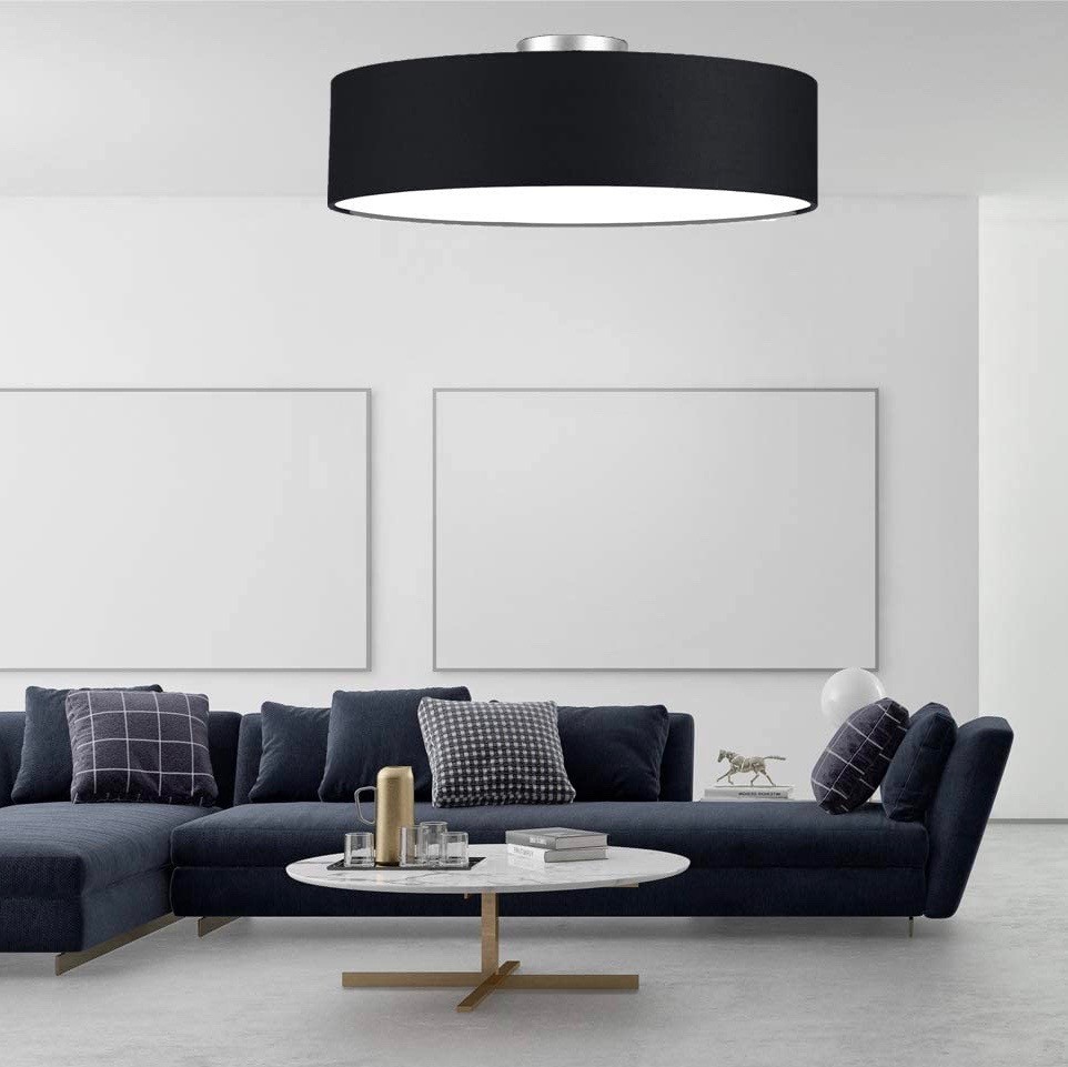 136,95 € Spedizione Gratuita | Lampada da soffitto Ø 60 cm. Pmma, metallo e tessile. Colore nero