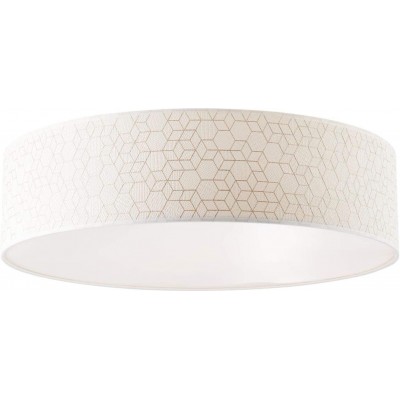 209,95 € Free Shipping | Ceiling lamp Round Shape 16 cm. Dining room, bedroom and lobby. Modern Style. Metal casting, Paper and Textile. White Color