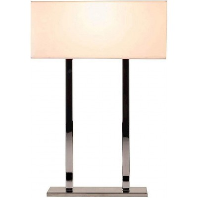 Lámpara de sobremesa 100W Forma Rectangular 52×35 cm. Salón, dormitorio y vestíbulo. Metal y Textil. Color cromado
