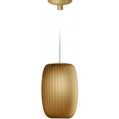 Lampada a sospensione Forma Cilindrica 25×18 cm. Soggiorno, sala da pranzo e atrio. Cristallo e Bicchiere. Colore d'oro