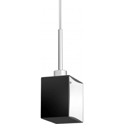 Lampe à suspension 60W Façonner Cubique 25×20 cm. Salle à manger, chambre et hall. Cristal et Verre. Couleur noir