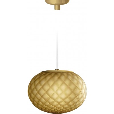 Hanging lamp 48W Spherical Shape 25×18 cm. Dining room, bedroom and lobby. Crystal and Glass. Golden Color