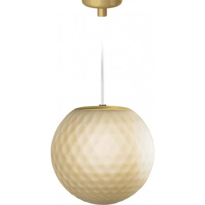 Hanging lamp 48W Spherical Shape 22×21 cm. Living room, dining room and lobby. Crystal and Glass. Golden Color