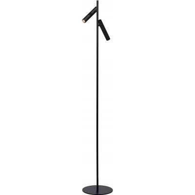 Lámpara de pie 9W 3000K Luz cálida. Forma Alargada 140×23 cm. Doble foco orientable Comedor, dormitorio y vestíbulo. Estilo moderno. Aluminio y Madera. Color negro